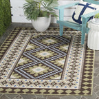 Safavieh Veranda Collection Area Rug - 6'7' X 9'6', Chocolate & Green, Boho Design, Non-Shedding & Easy Care, Indoor/Outdoor & Washable-Ideal For Patio, Backyard, Mudroom (Ver099-0624)