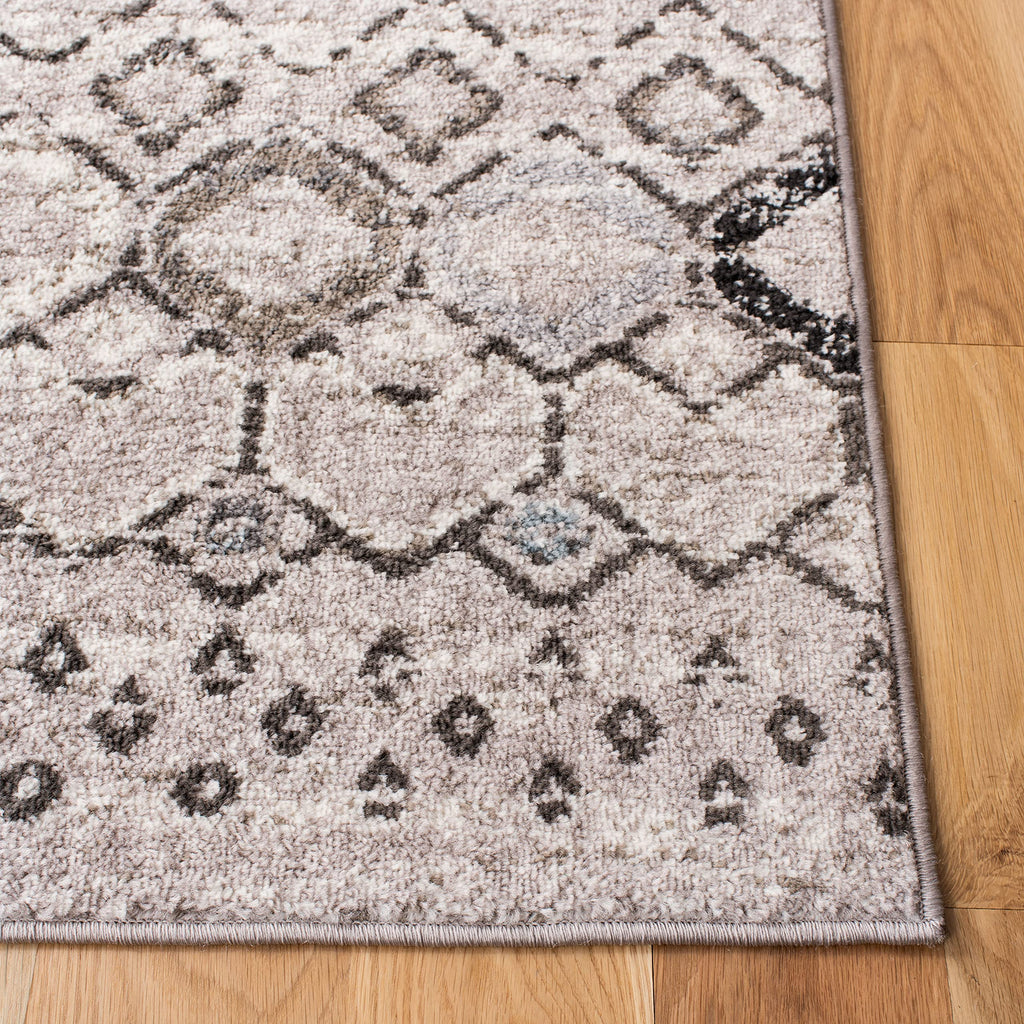Safavieh Amsterdam Collection Area Rug - 6'7'' X 9'2'', Light Grey & Brown, Moroccan Boho Design, Non-Shedding & Easy Care, Idea