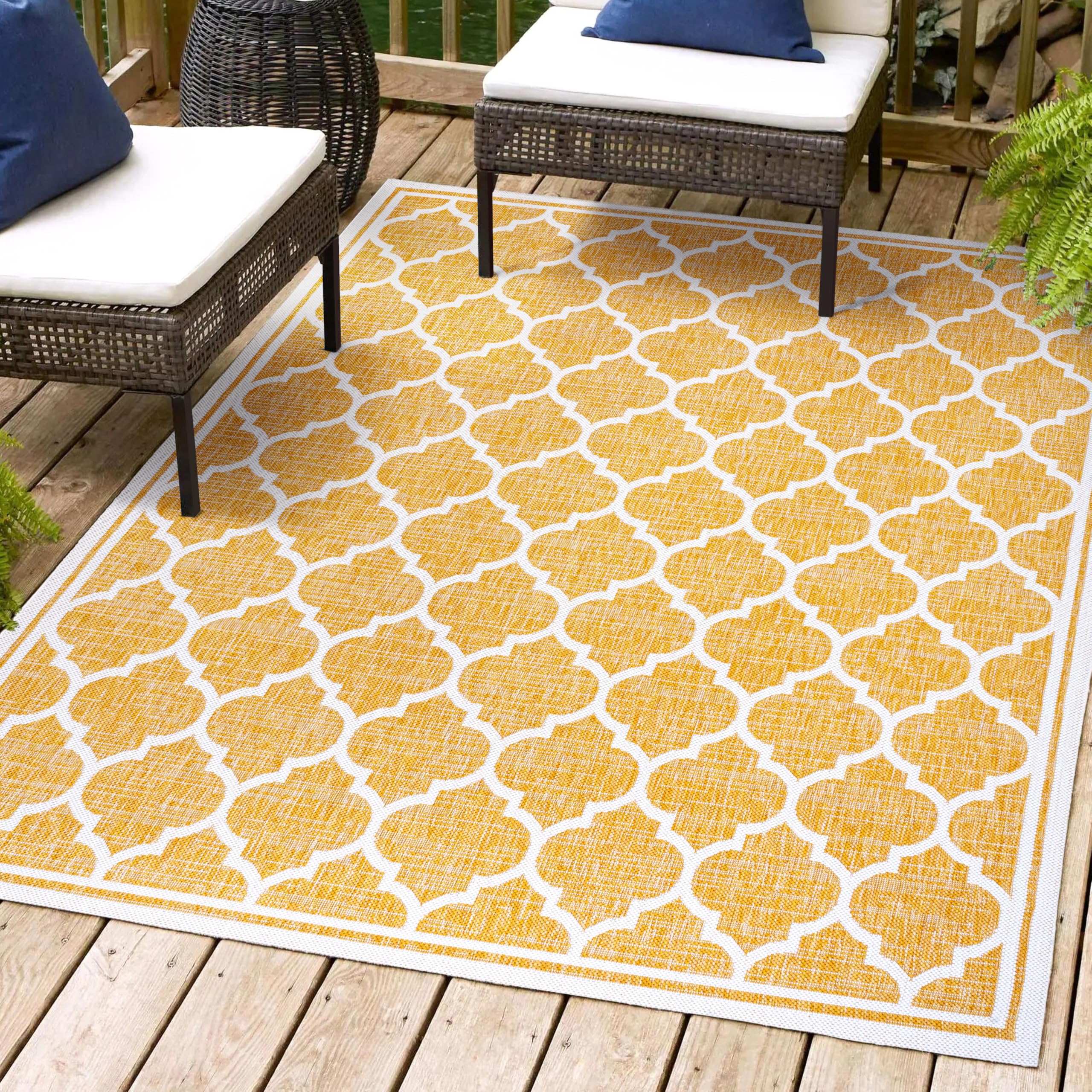 Jonathan Y Smb109F-8 Trebol Moroccan Trellis Textured Weave Indoor Outdoor Area Rug, Bohemian Coastal Contemporary Easy Cleaning