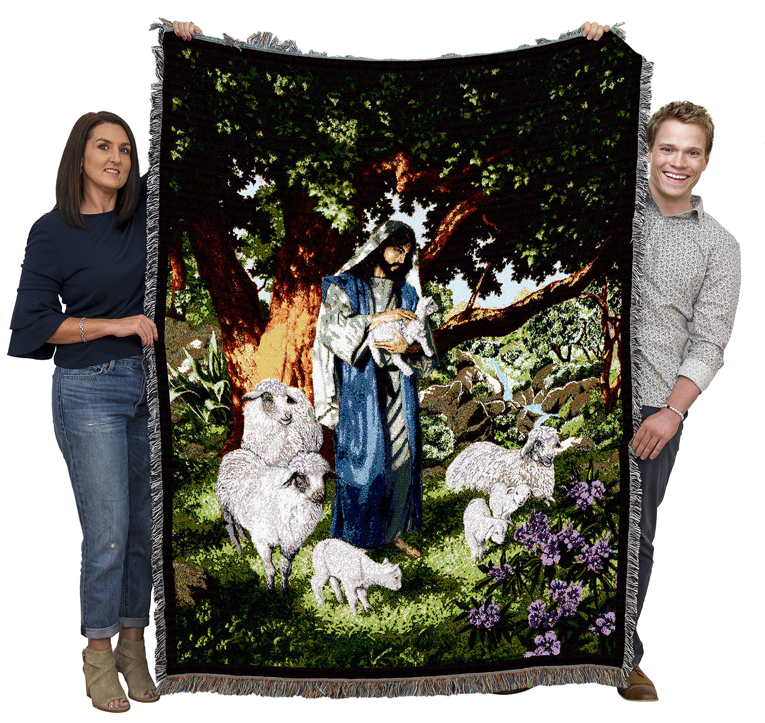Pure Country Weavers Psalm 23 - Jesus Blanket By Raoul Vitale - Religious Gift Tapestry Throw Woven From Cotton - Made In The Us