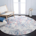 SAFAVIEH Brentwood Collection 67 Round Navy / Red BNT822N Modern Abstract Non-Shedding Dining Room Entryway Foyer Living Room B