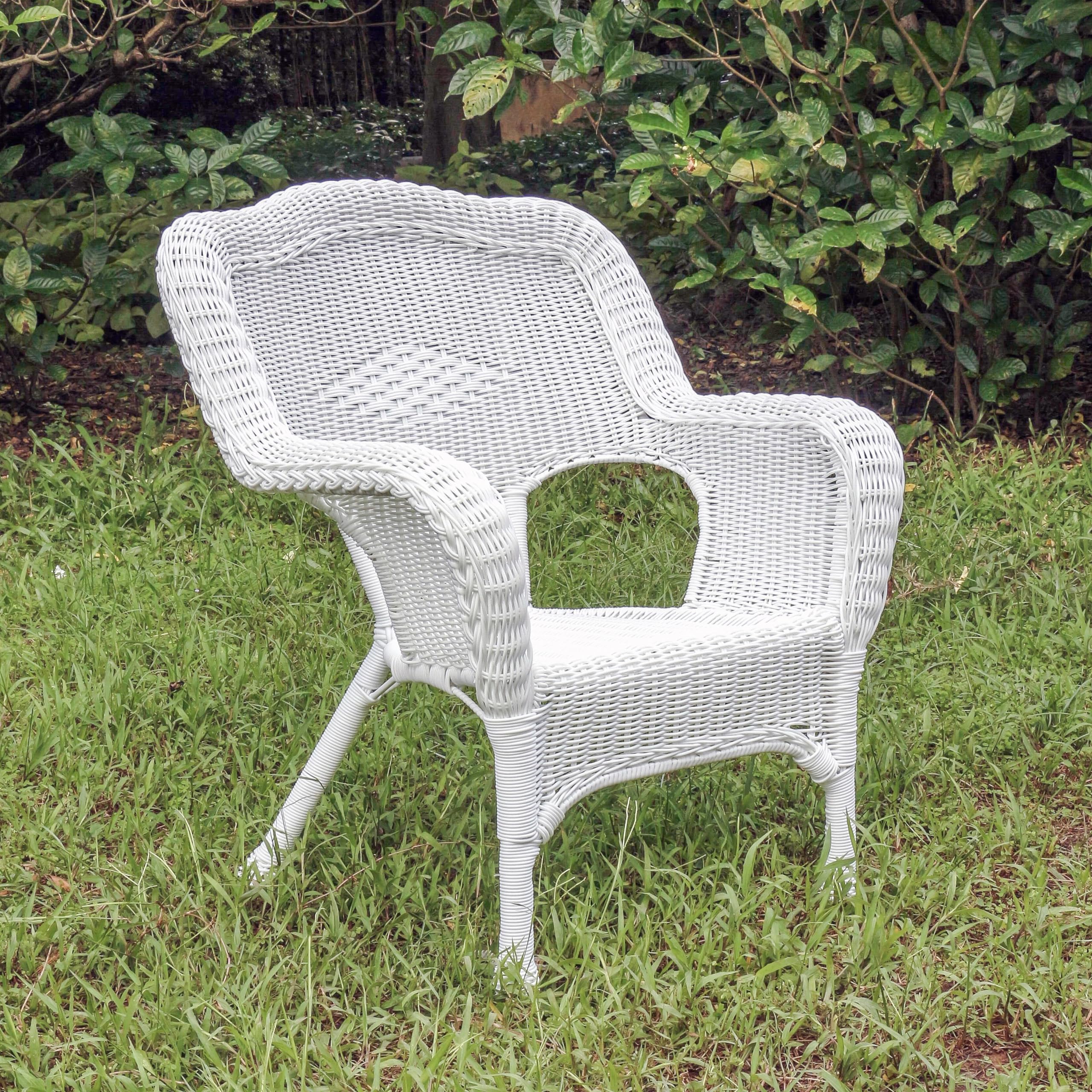 International Caravan Chelsea Resin Wicker Patio Dining Chair White
