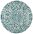 Safavieh Courtyard Collection 80.4' X 80.4' Grey / Teal Cy8734 Indoor-Outdoor Waterproof Easy-Cleaning Patio Backyard Mudroom Area-Rug