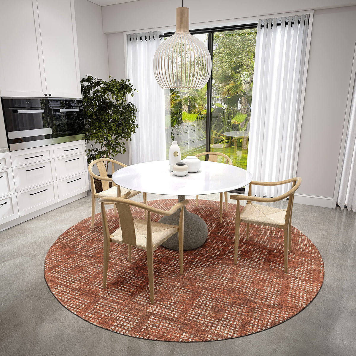 Addison Rugs Eleanor Aer31 Canyon 8' X 8' Indoor Outdoor Round Rug, Easy Clean, Machine Washable, Non Shedding, Bedroom, Living Room, Dining Room, Kitchen, Patio Rug