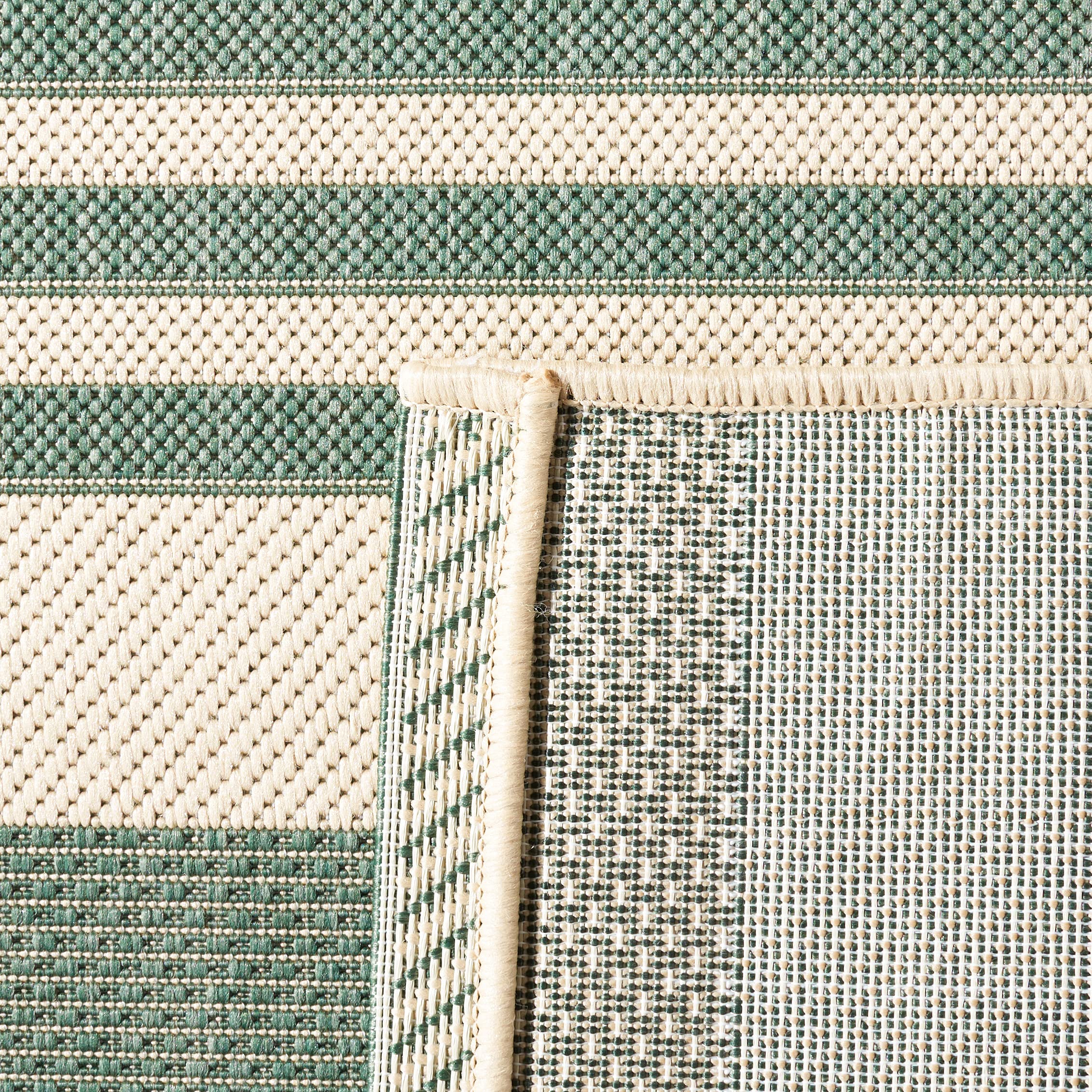 Safavieh Courtyard Collection Runner Rug - 2'3'' X 6'7'', Beige & Dark Green, Stripe Design, Non-Shedding & Easy Care, Indoor/Ou