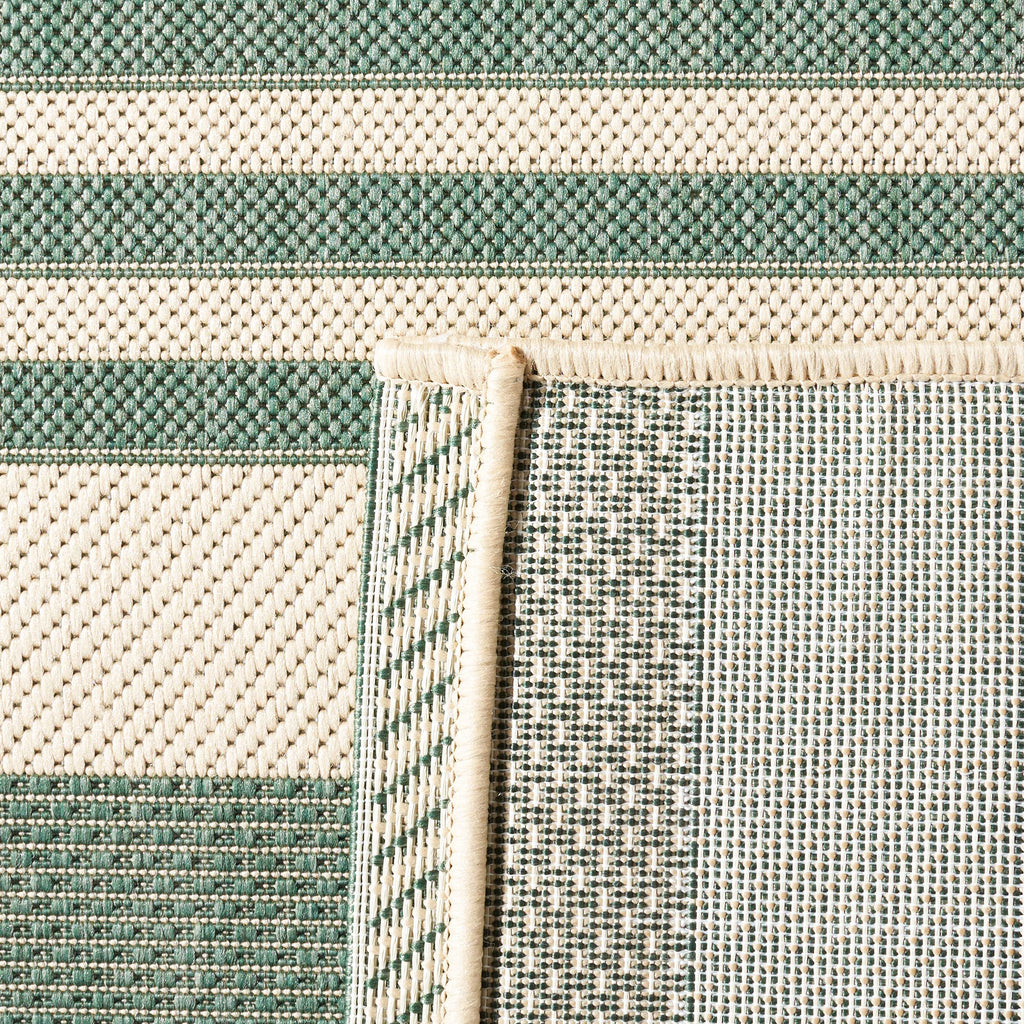 Safavieh Courtyard Collection Runner Rug - 2'3'' X 6'7'', Beige & Dark Green, Stripe Design, Non-Shedding & Easy Care, Indoor/Ou