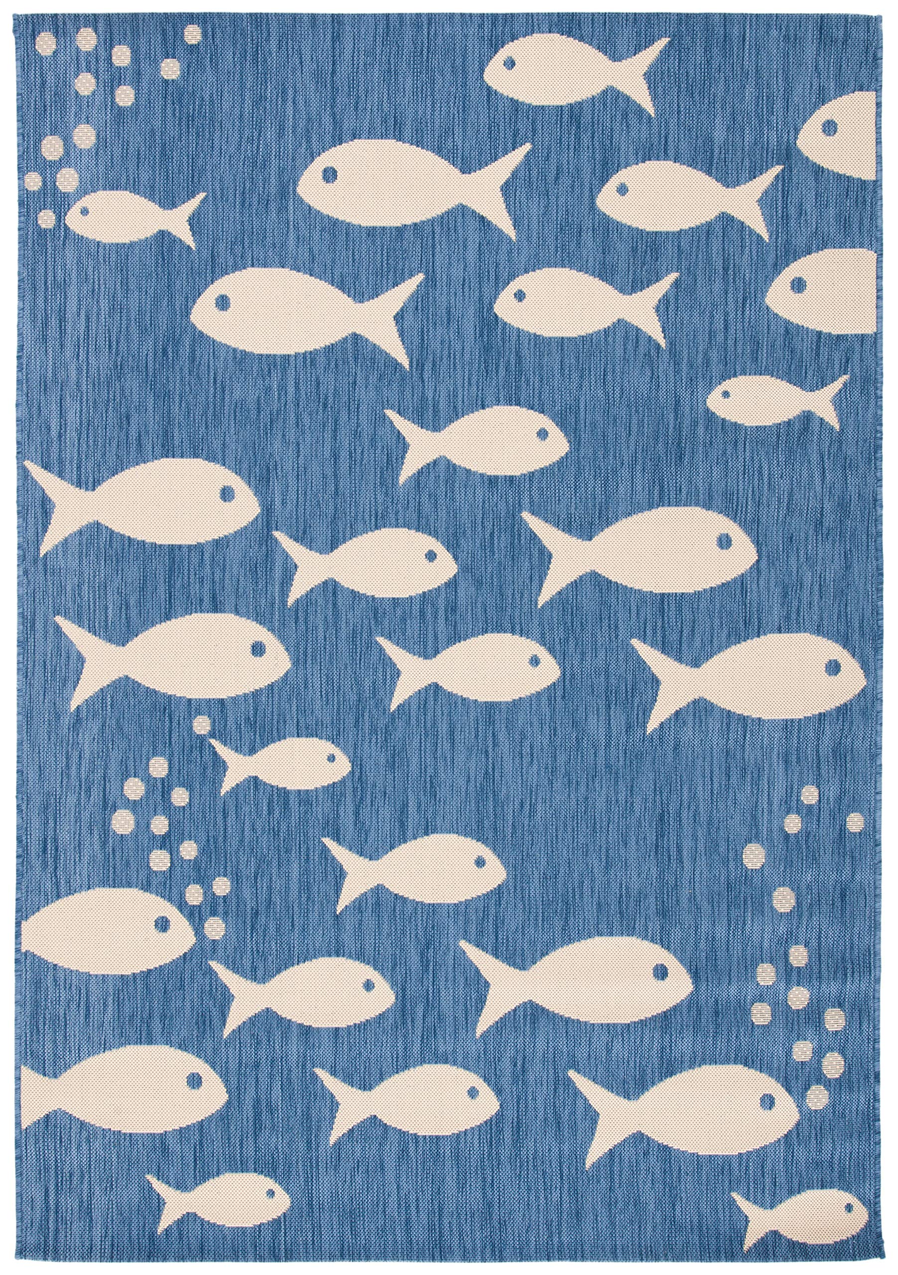 Safavieh Courtyard Collection Accent Rug - 2' X 3'7', Blue & Beige, Non-Shedding & Easy Care, Indoor/Outdoor & Washable-Ideal F