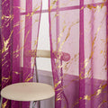 Sutuo Home Marble Sheer Curtains 84 Inch Length For Bedroom Kitchen Living Room, Gold Foil Print Metallic Luxury, Privacy Window