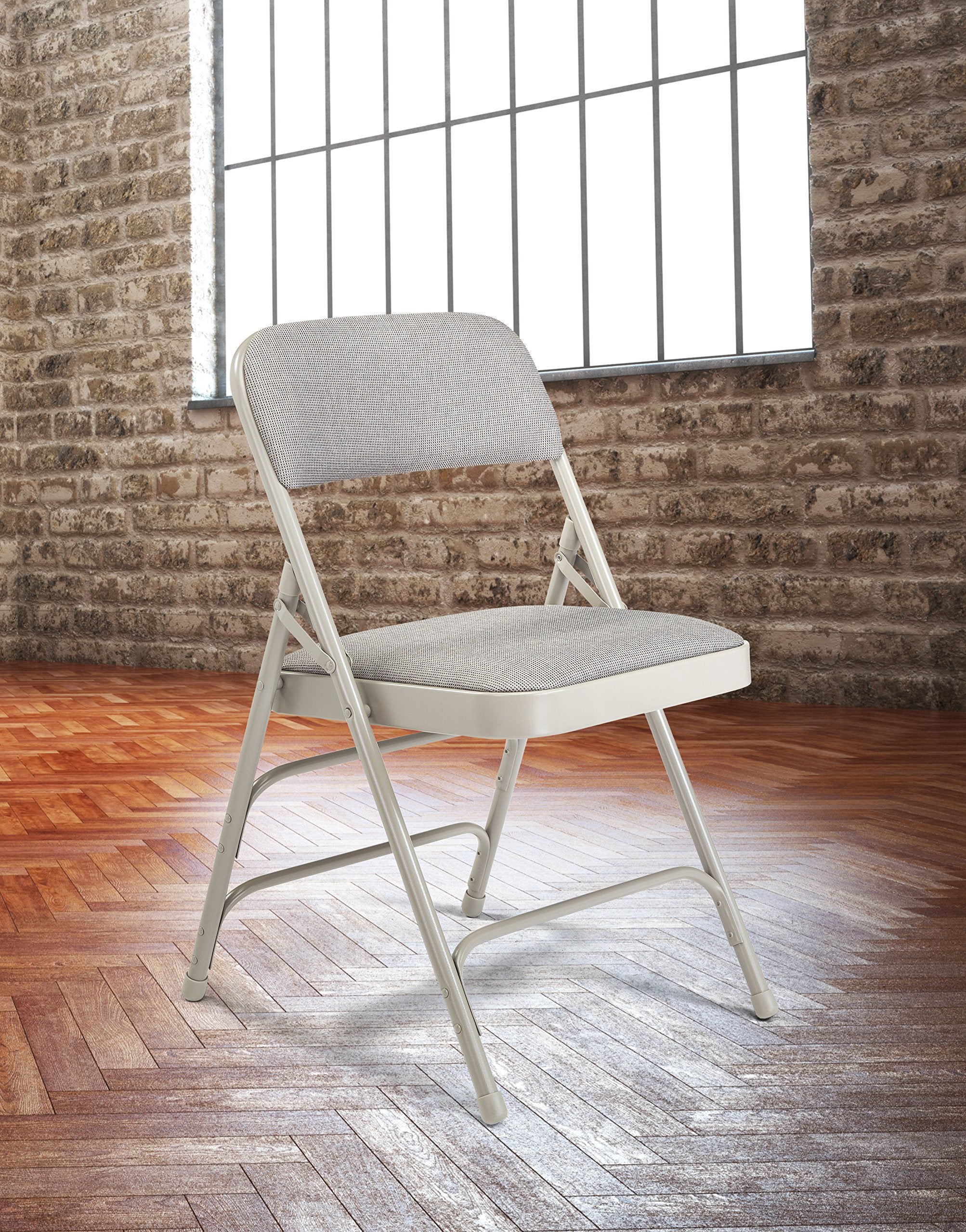2300 Series Triple Strength Upholstered Folding Chair [Set Of 4] Color: Gray/Gray Frame