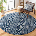 SAFAVIEH Tulum Collection 67 Round Navy/Ivory TUL272N Moroccan Boho Tribal Non-Shedding Dining Room Entryway Foyer Living Room 