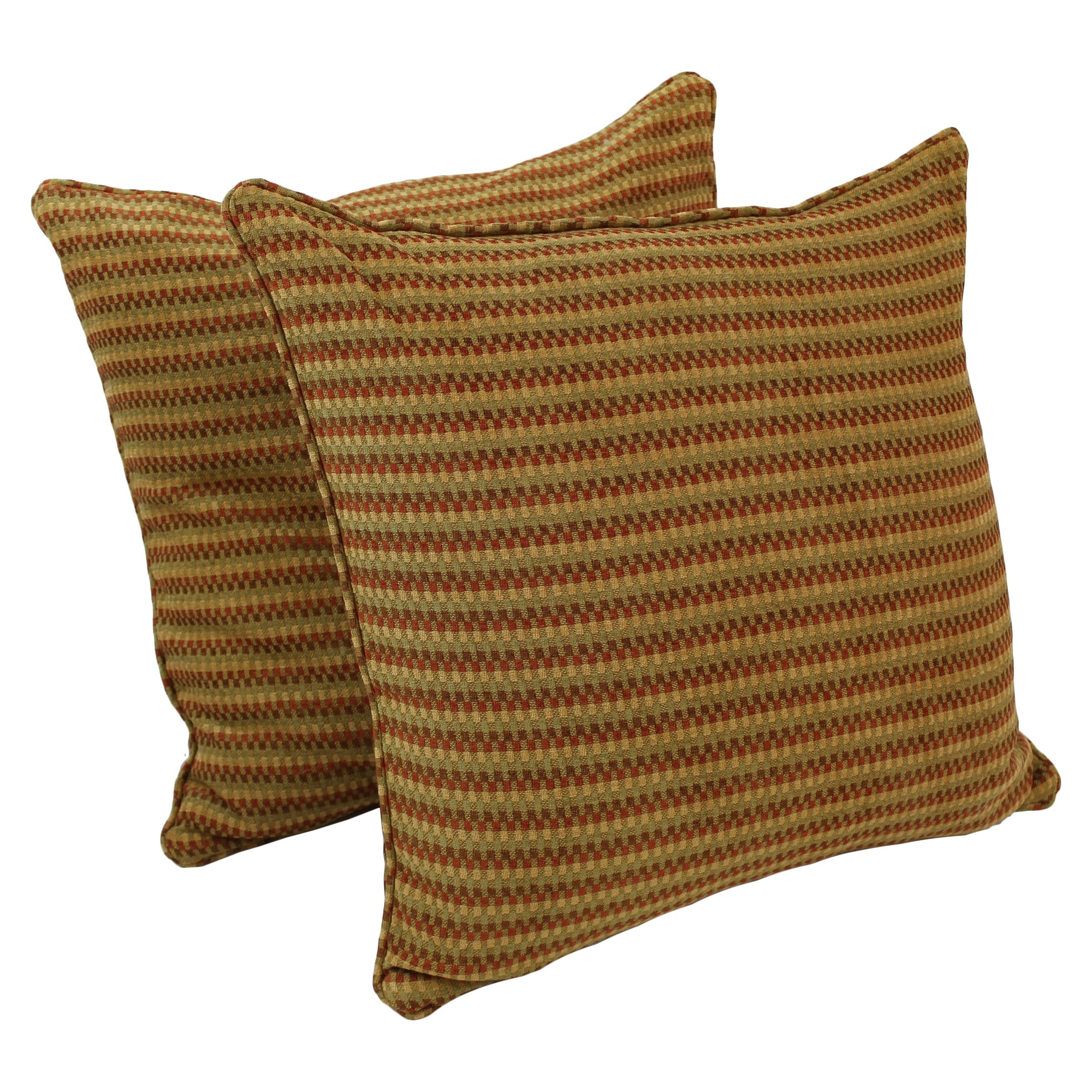 Blazing Needles Corded Jacquard Chenille Floor Pillows (Set of 2), 25&quot;, Autumn Gingham