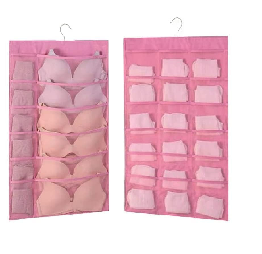 Divests Double Sided Clear Hanging Bag Socks Bra Underwear Rack Hanger Storage Organizer Wall Hanging Closet For Clothes Socks U