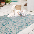 Fh Home Flat Woven Outdoor Rug - Waterproof, Easy To Clean, Stain Resistant - Premium Polypropylene Yarn - Distressed Farmhouse