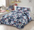 Kids Zone Collection Bedspread Coverlet Kids/Teens Anchor Sailboat Seahorse Starfish Whale Turtle Stars Steering Wheel Helm Naut