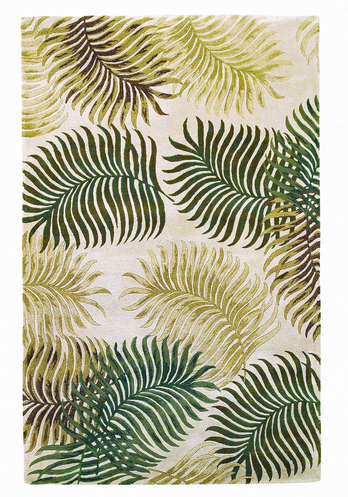 HomeRoots Wool 8'x11' Natural Beige Hand Tufted Tropical Leaves Indoor Area Rug