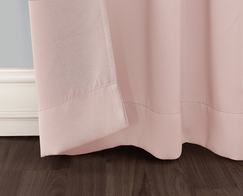 Sun Zero Easton Energy Saving Blackout Rod Pocket Curtain Panel, 40' X 95', Blush Pink