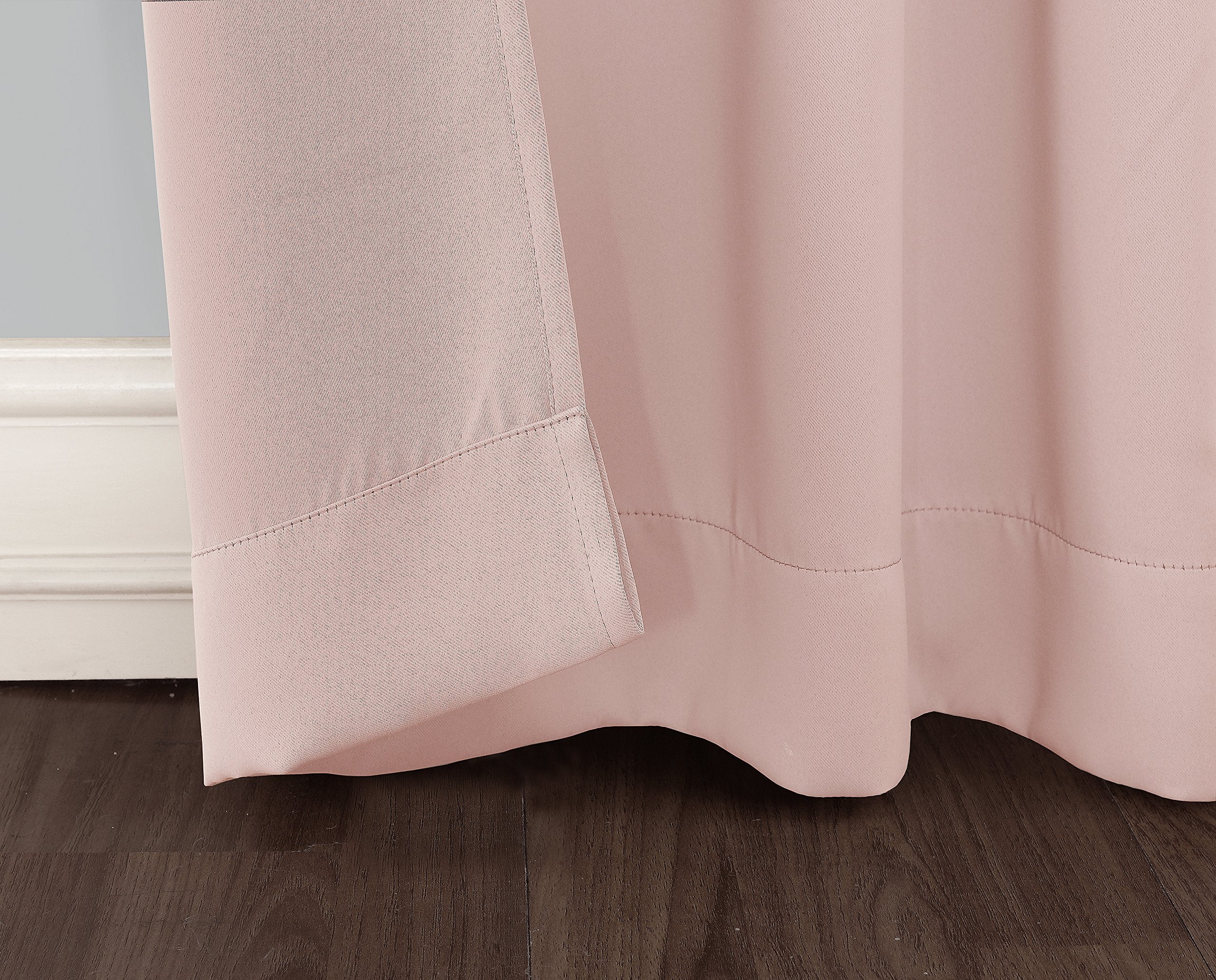 Sun Zero Easton Energy Saving Blackout Rod Pocket Curtain Panel, 40' X 63', Blush Pink