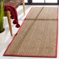 Safavieh Natural Fiber Collection Runner Rug - 26 x 8, Natural & Red, Border Herringbone Seagrass Design, Easy Care, Ideal for
