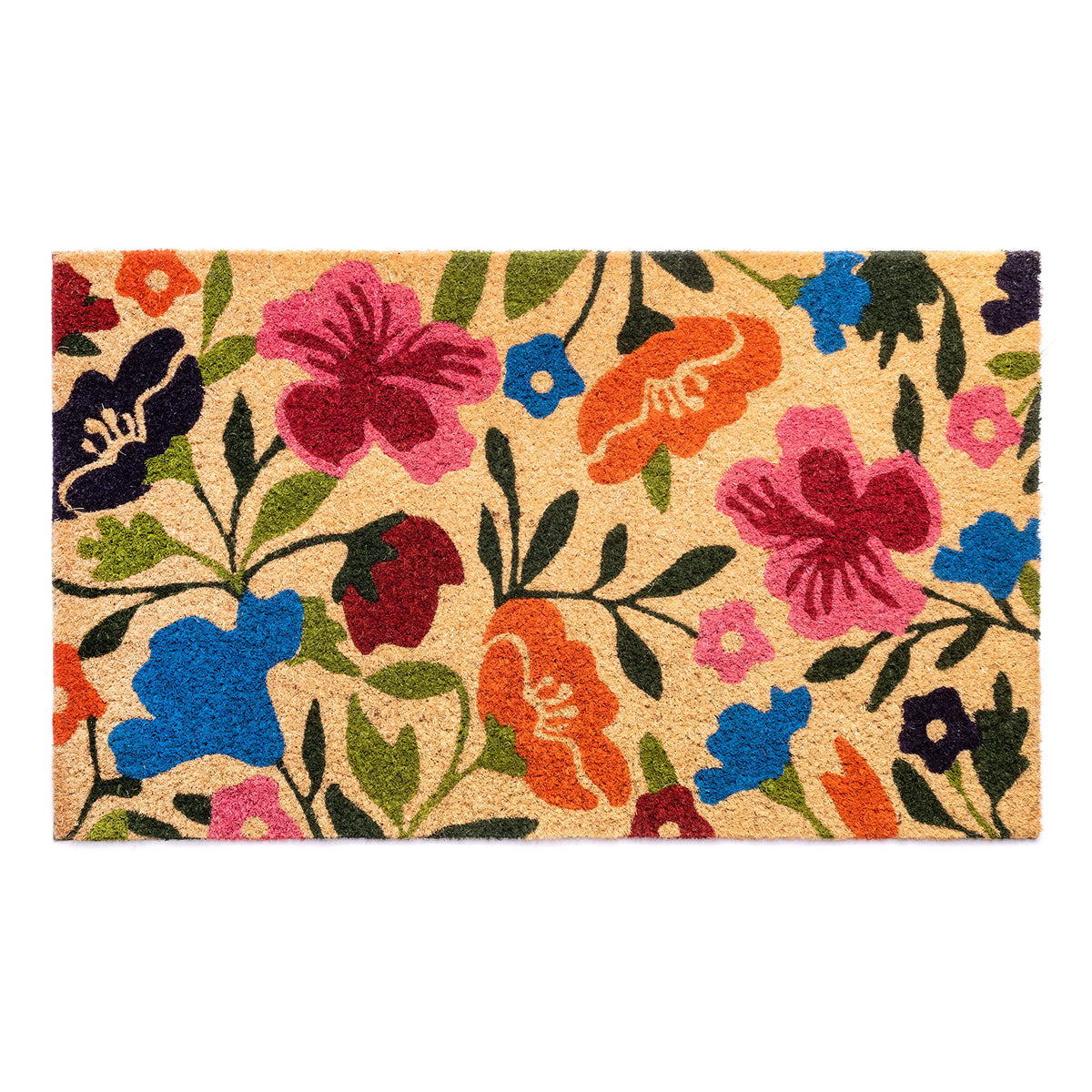 Notrax Bold Flowers, Vinyl-Backed Natural Coir Doormat, Entry Mat For Indoor Or Outdoor Use, 18'X30', C12 (C12S1830Bf)