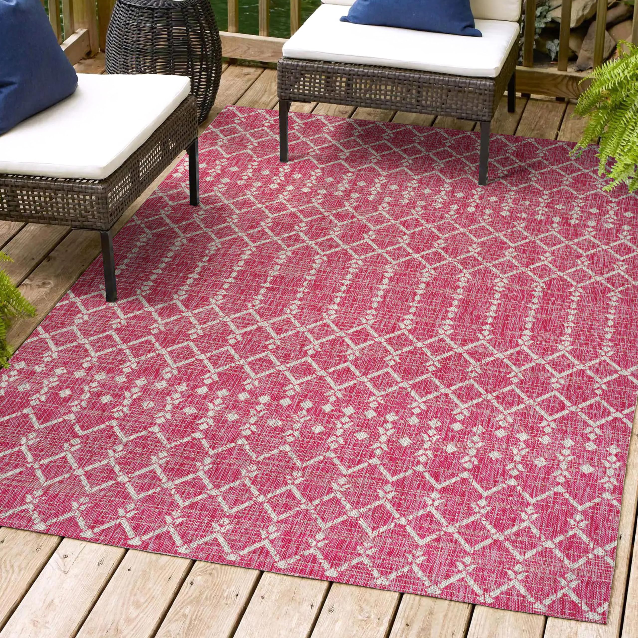 Jonathan Y Smb108Q-9 Ourika Moroccan Geometric Textured Weave Indoor Outdoor Area-Rug, Bohemian Rustic Easy-Cleaning,Bedroom,Kit