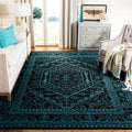 SAFAVIEH Adirondack Collection Area Rug - 6 x 9, Black & Teal, Oriental Medallion Design, Non-Shedding & Easy Care, Ideal for 