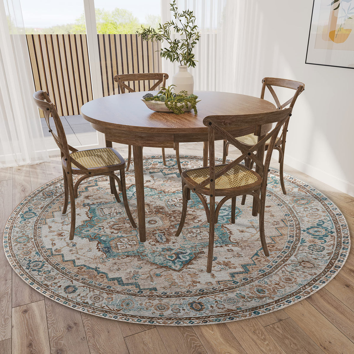 Dalyn Rugs Jericho Jc2 Biscotti 4' X 4' Rectangle Soft Round Rug, Easy Clean, Non Shedding, Bedroom, Entry, Living Room, Dining Room, Kitchen Rug