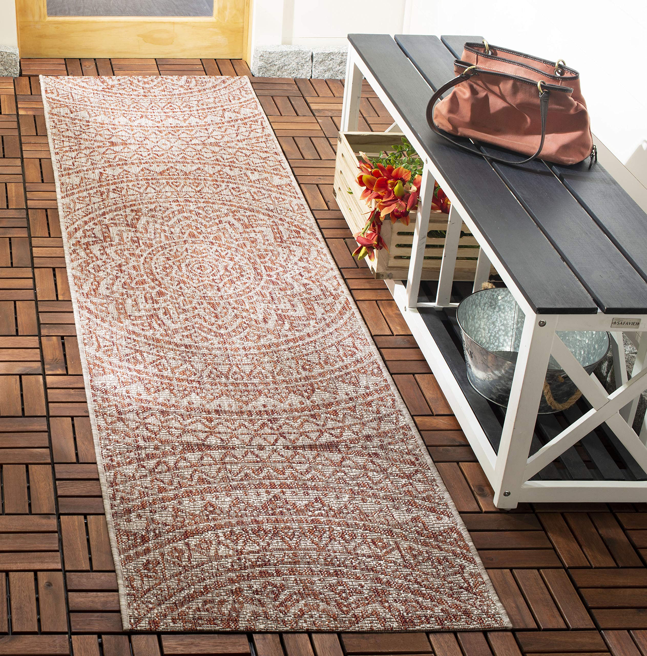Safavieh Courtyard Collection 2'3' X 8' Light Beige/Terracotta Cy8734 Indoor/ Outdoor Waterproof Easy Cleaning Patio Backyard Mudroom Runner Rug