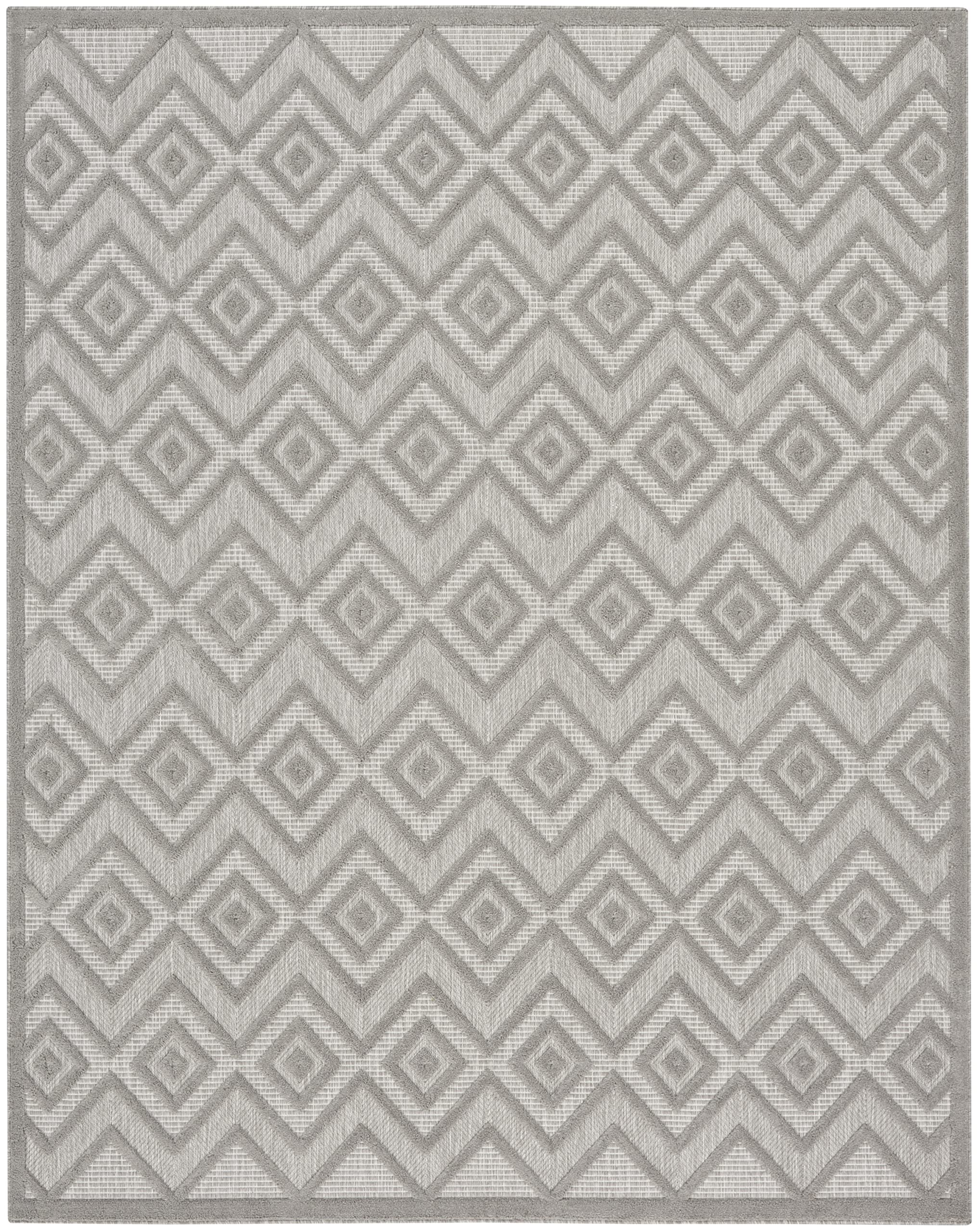Nourison Versatile Indoor/Outdoor Silver Grey 9' X 12' Area Rug, Easy Cleaning, Non Shedding, Bed Room, Living Room, Dining Room, Deck, Backyard, Patio, High Traffic Area (9X12)