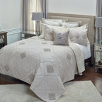 Rizzy Home | BQ4196 | Polyester Quilt | 70"x86" Pink/Brown/Nuetral Diamond Textured