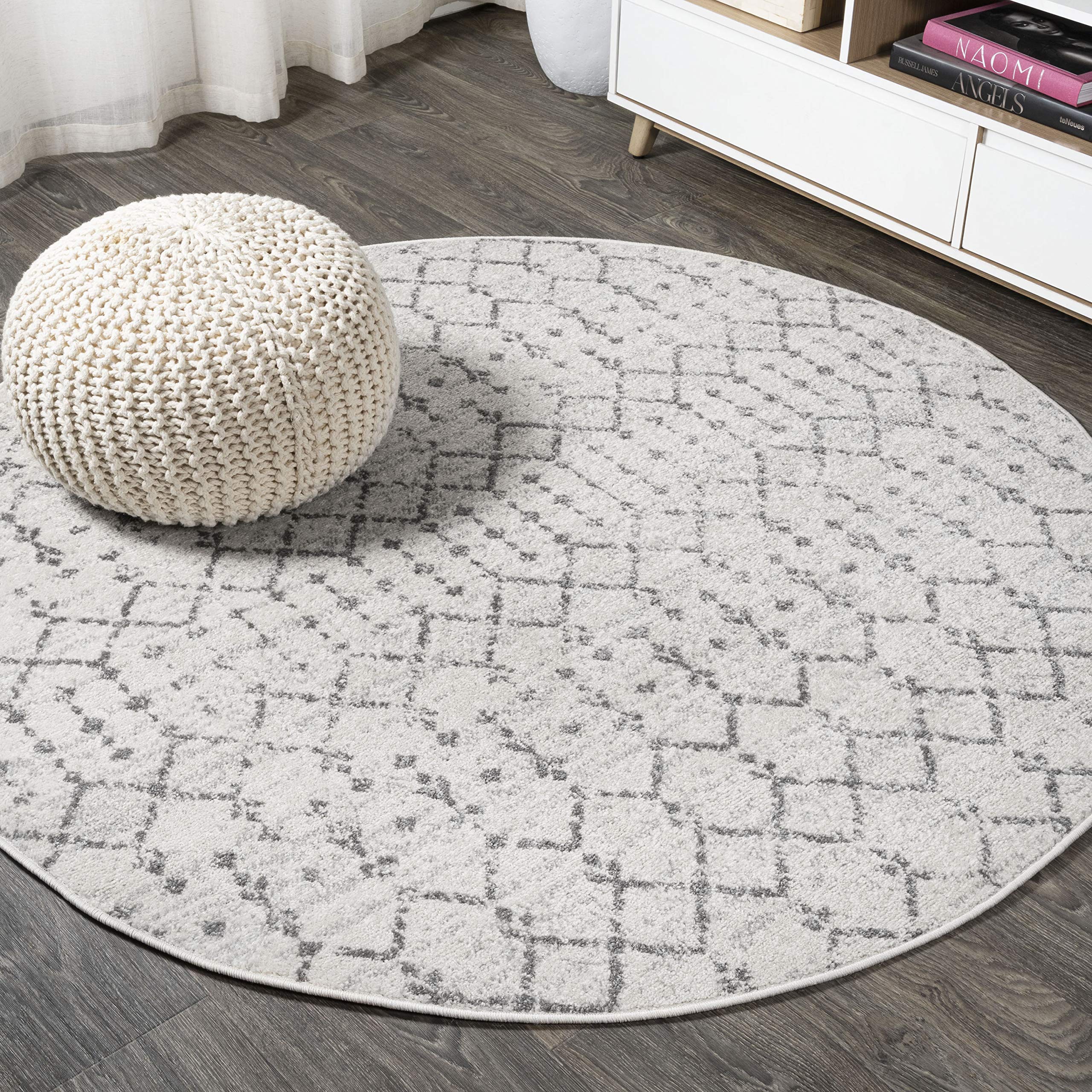 JONATHAN Y MOH101B-8R Moroccan Hype Boho Vintage Diamond 8 Round Area-Rug, Bohemian, Southwestern, Casual, Transitional, Pet Fr