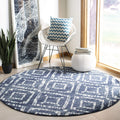 SAFAVIEH Adirondack Collection Area Rug - 4 Round, Navy & Ivory, Modern Diamond Distressed Design, Non-Shedding & Easy Care, Id