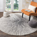 SAFAVIEH Evoke Collection Area Rug - 3 Round, Black & Ivory, Abstract Burst Design, Non-Shedding & Easy Care, Ideal for High Tr
