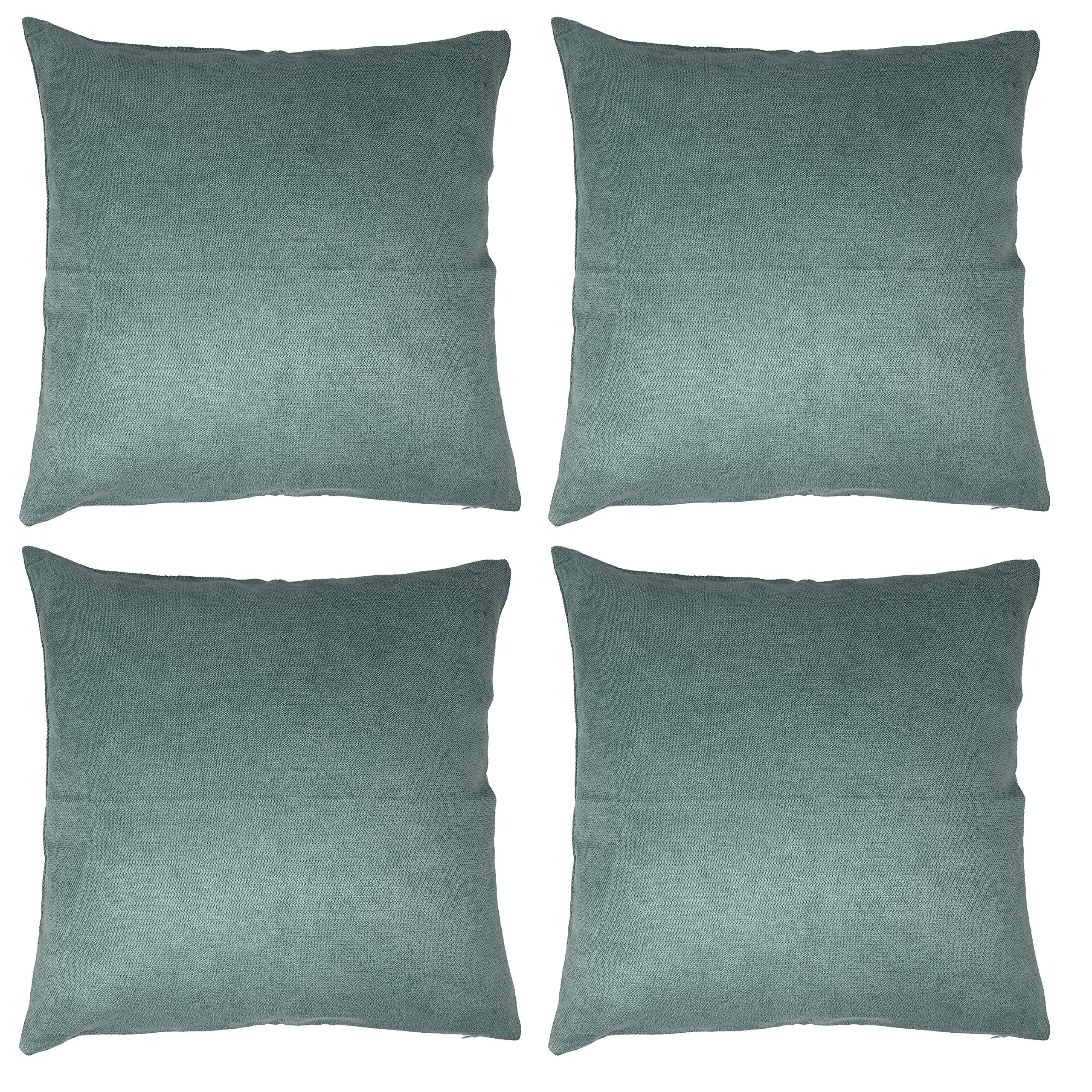 Allgala Teal Throw Pillow Case 4-Pack 18X18 Inch Solid Color Decorative Throw Pillow Cover Plain Color Perfect For Couch Sofa Be