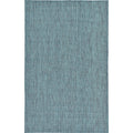 Unique Loom Collection Casual Transitional Solid Heathered Indoor/Outdoor Flatweave Area Rug (5' 3' X 8' Rectangle, Teal/Navy B