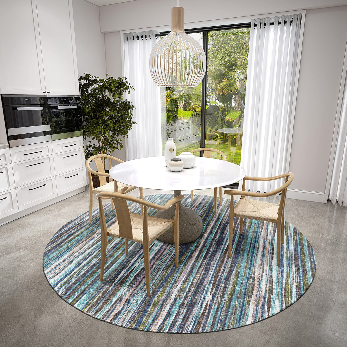 Addison Rugs Waverly 8' X 8' Awa31 Plum Indoor Outdoor Round Rug, Easy Clean, Machine Washable, Non Shedding, Bedroom, Living Room, Dining Room, Kitchen, Patio Rug