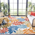 Safavieh Cabana Collection Area Rug - 5'3' X 7'6', Creme & Red, Botanical Design, Non-Shedding & Easy Care, Indoor/Outdoor & Washable-Ideal For Patio, Backyard, Mudroom (Cbn814A)