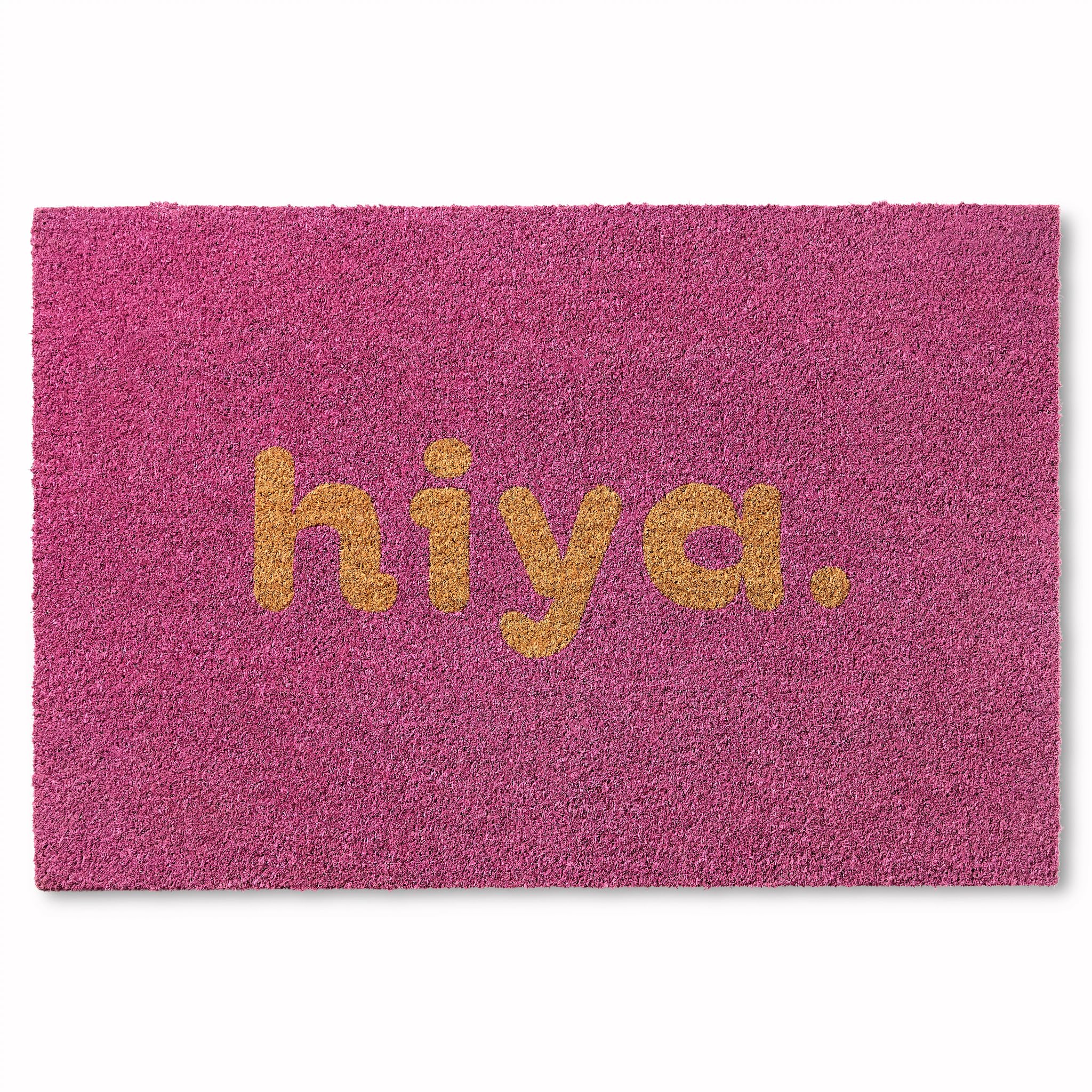 Town & Country Terra Hiya Painted Welcome Door Mat, Natural Coir, Heavyweight, Non-Slip Entryway Mat, Purple, 24'X36'