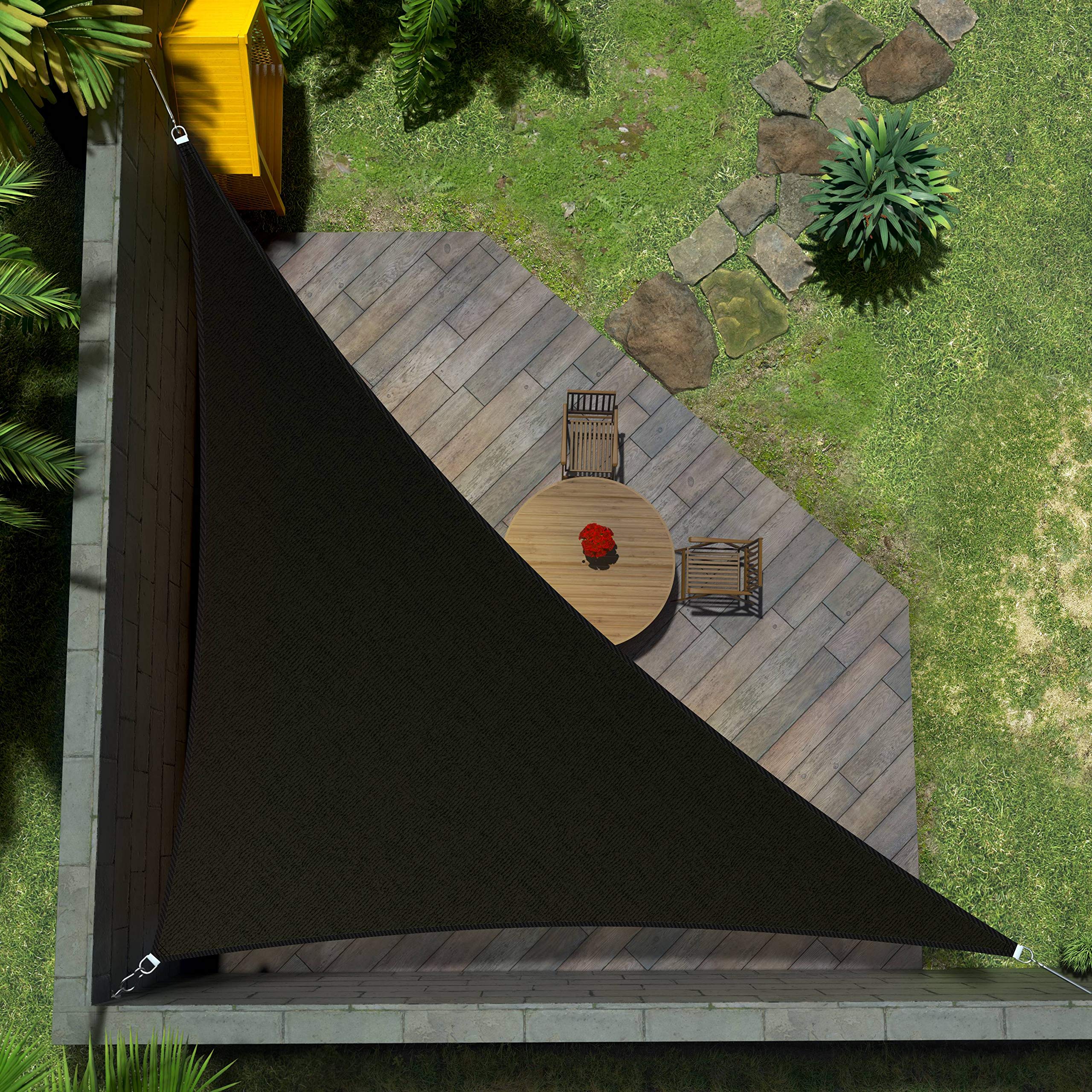 Amgo Custom Size 19' X 21' X 28.3' Black Right Triangle Sun Shade Sail Upf50+ Agtapt8, Order To Make Canopy Awning, 95% Uv Block