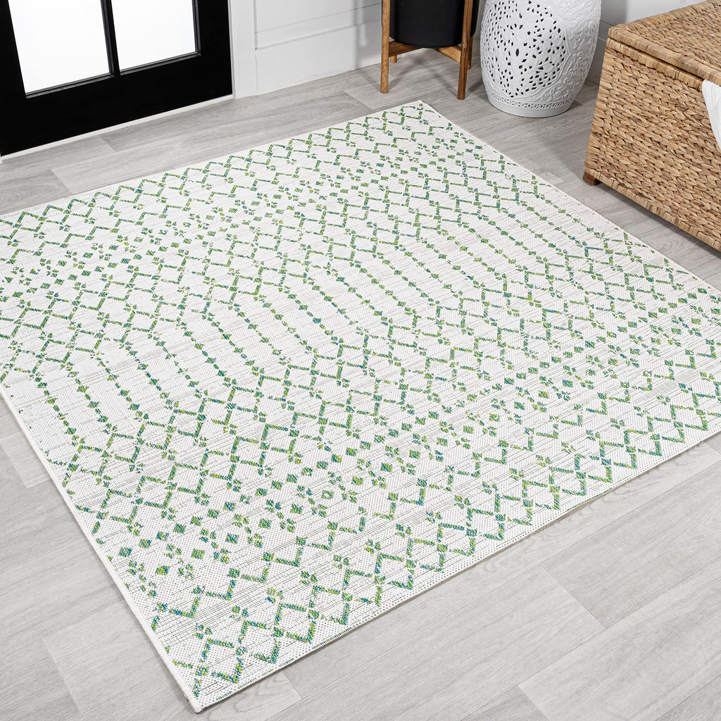 Jonathan Y Smb108R-5Sq Ourika Moroccan Geometric Textured Weave Indoor Outdoor Area Rug, Bohemian, Rustic, Scandinavian Easy Cle