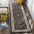 SAFAVIEH Lyndhurst Collection Runner Rug - 23 x 12, Anthracite & Cream, Traditional Oriental Design, Non-Shedding & Easy Care,