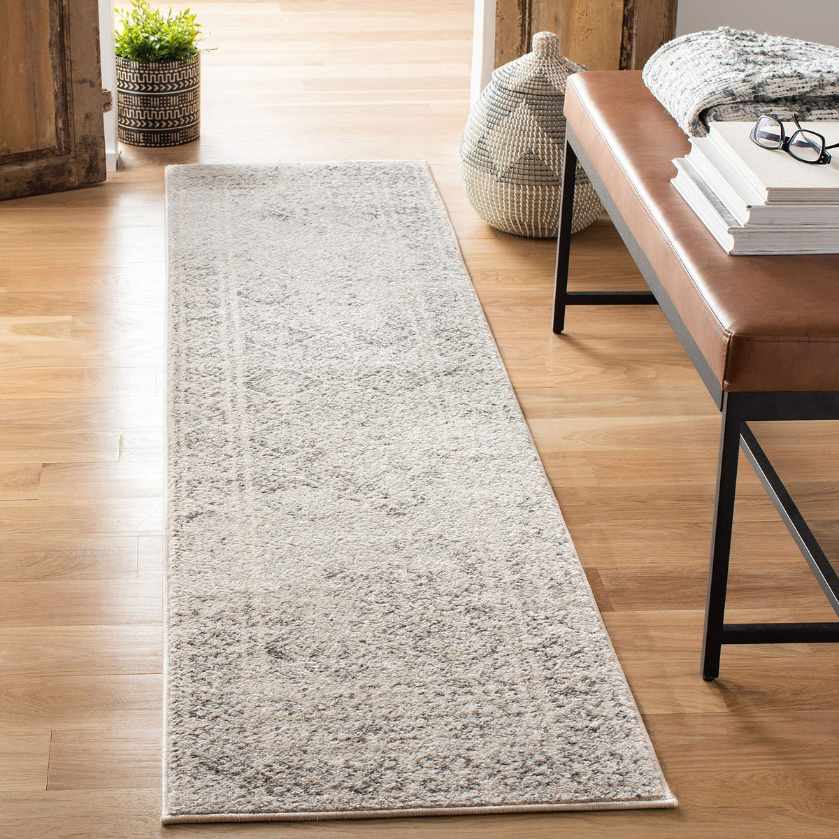 Safavieh Tulum Collection Ivorygrey Tul264A Moroccan Boho Distressed Non-Shedding Living Room Bedroom Runner Rug, 20 X 150