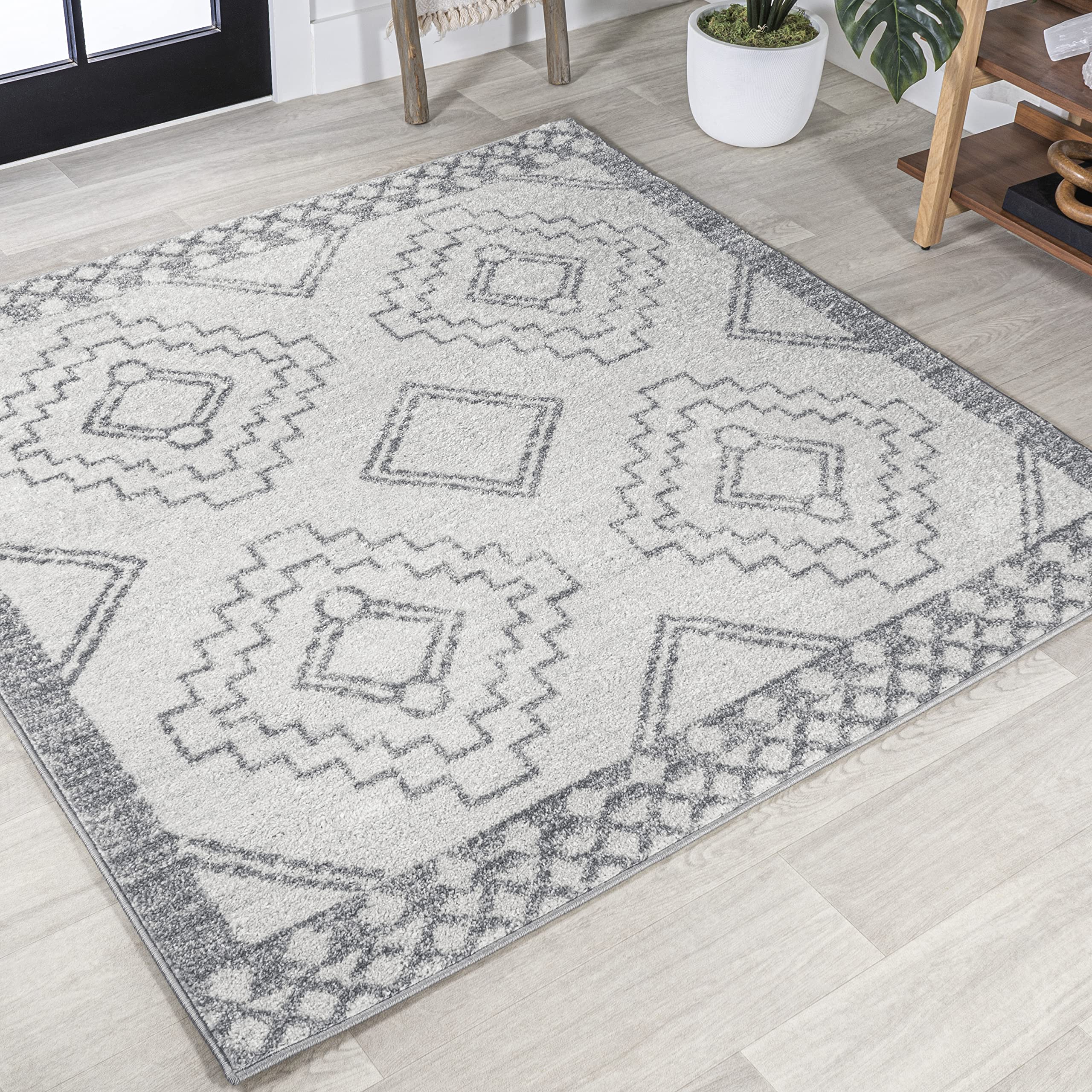 JONATHAN Y MOH200B-8SQ Amir Moroccan Beni Souk Area Rug, Bohemian, Scandinavian, Transitional, Rustic for Bedroom, Kitchen, Livi