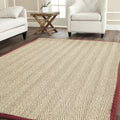 Safavieh Natural Fiber Collection Accent Rug - 3 x 5, Natural & Red, Border Herringbone Seagrass Design, Easy Care, Ideal for 