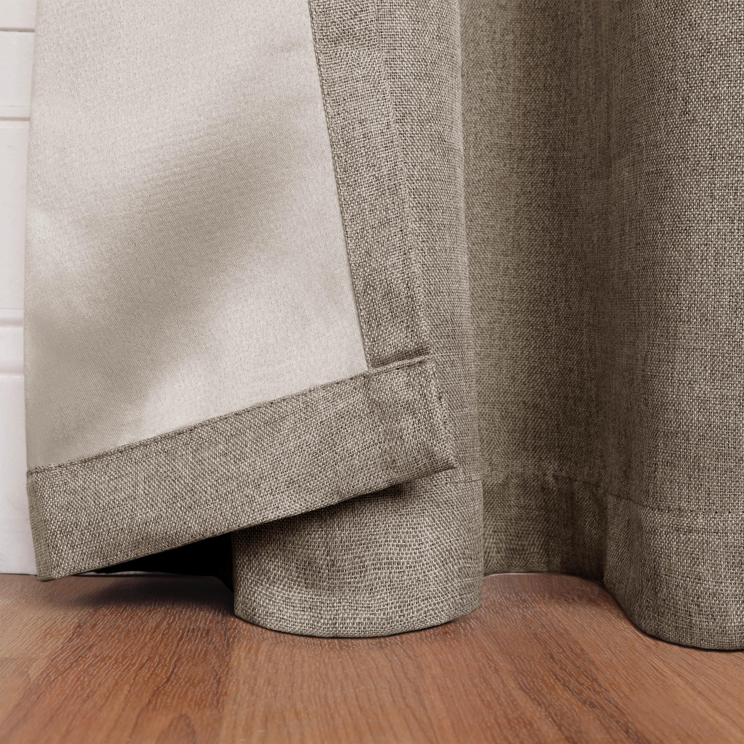 Superior Linen Textured Blackout Curtain Set Of 2, Thermal Insulated Panel Pair With Grommet Top Header, Classic Natural Look Ro