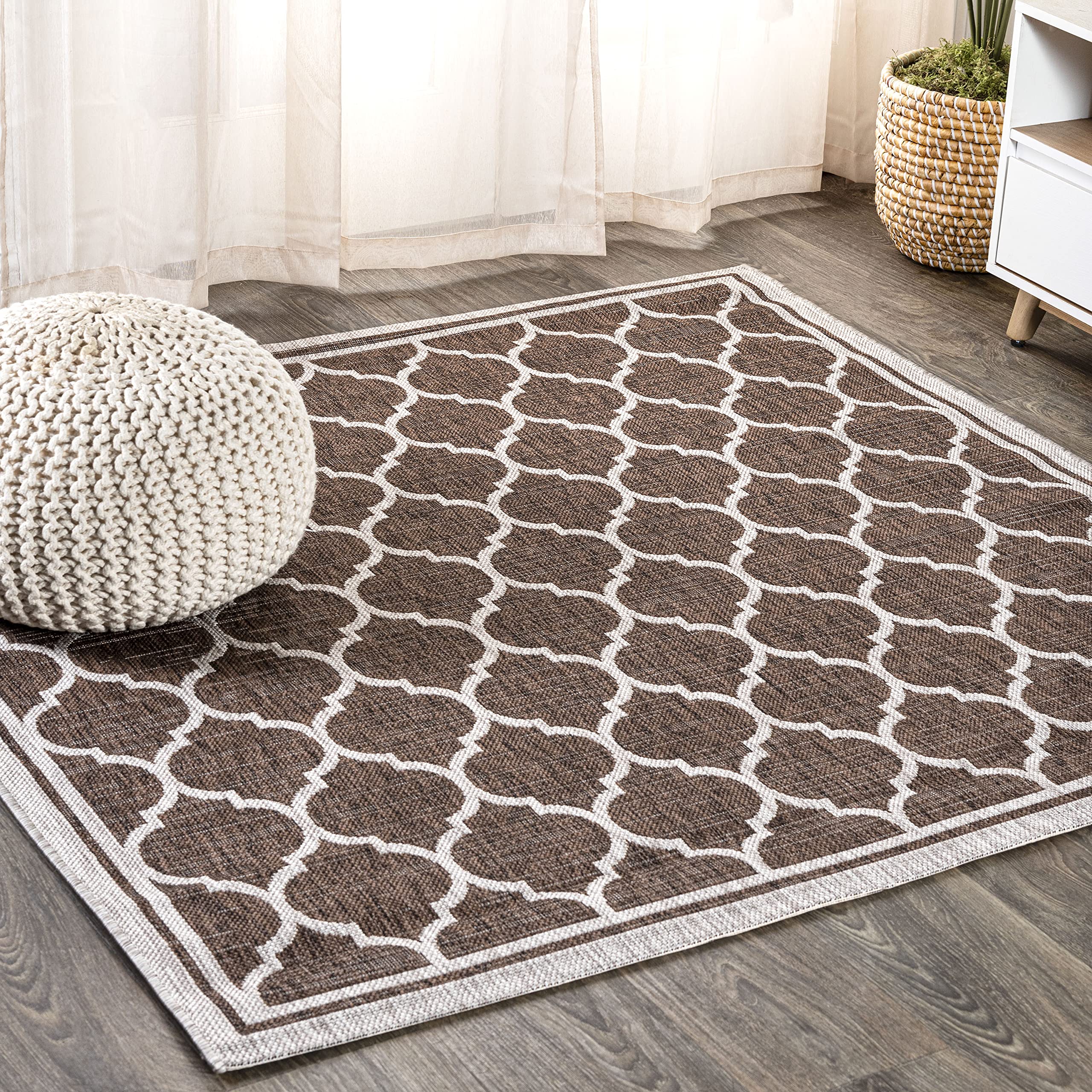 Jonathan Y Smb109B-3Sq Trebol Moroccan Trellis Textured Weave Indoor/Outdoor Area Rug, Modern, Bohemian, Contemporary For Bedroo