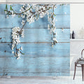 Ambesonne Rustic Shower Curtain, Branch Blooming Warm Season Flowers on Wooden Fragility of Spring, Cloth Fabric Bathroom Decor 