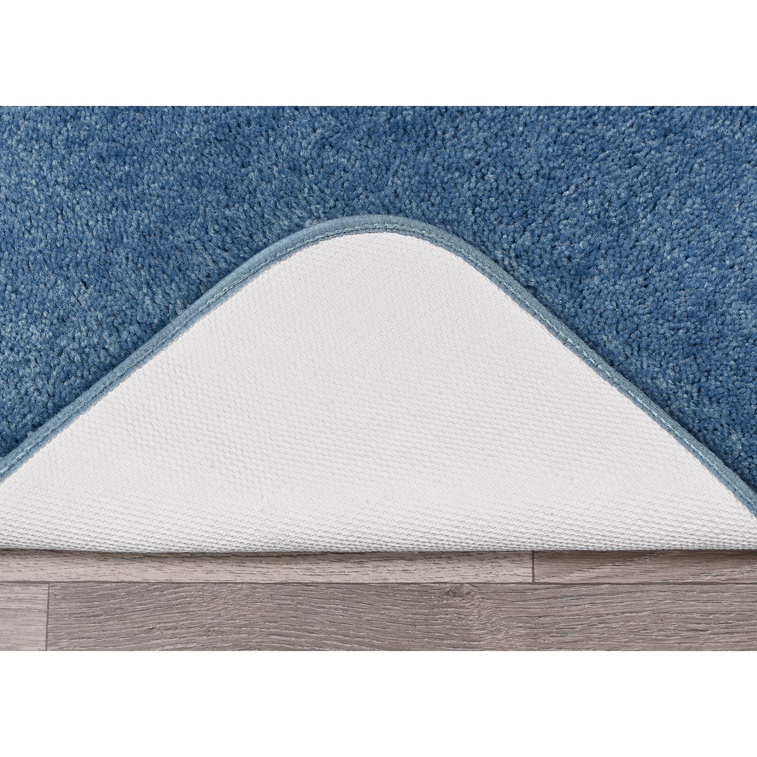 Garland Rug Traditional 3 Piece Nylon Washable Bathroom Rug Set No Lid Or Contour (17X24/21X34/21X34) Basin Blue