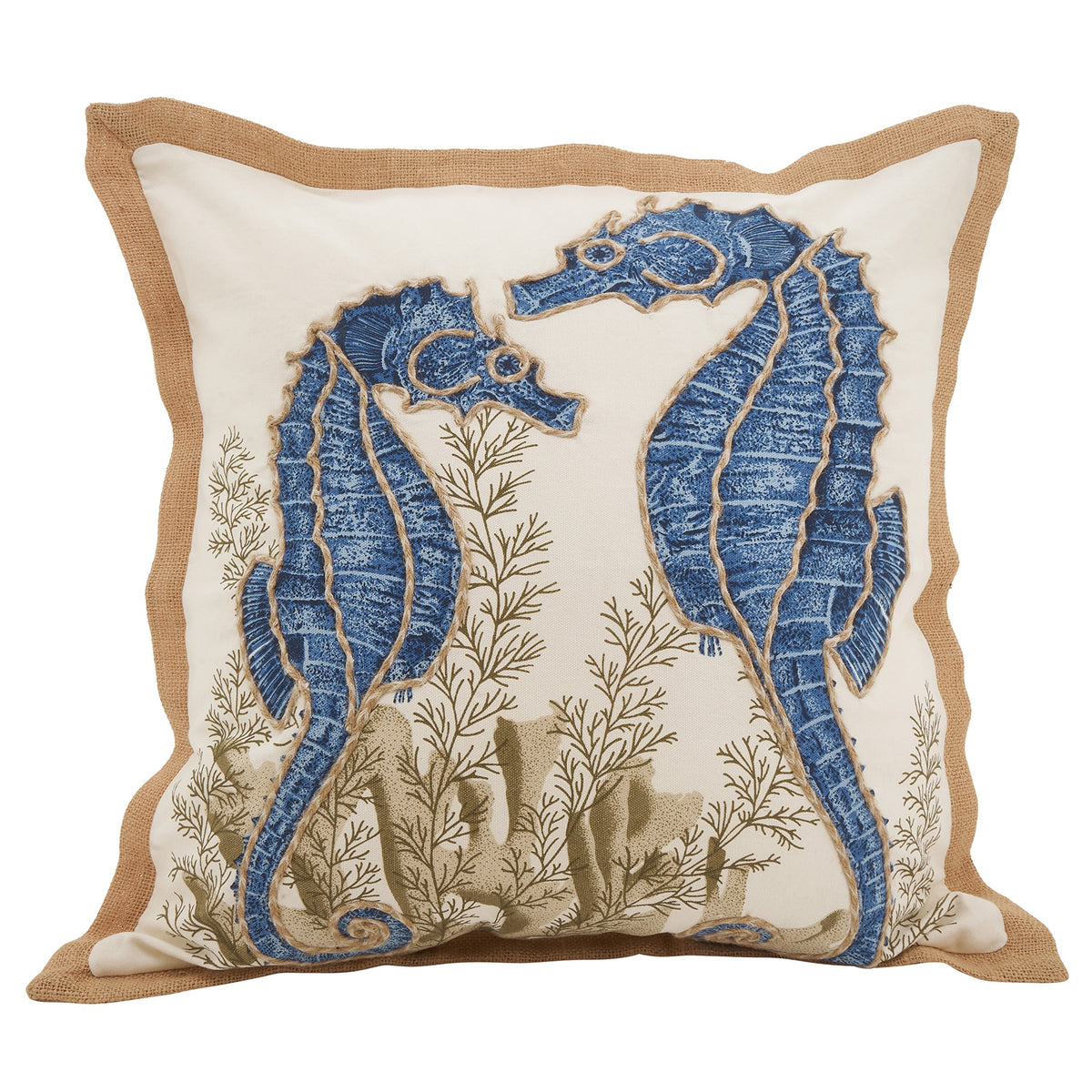 Saro Lifestyle Neptunian Collection Cotton Throw Pillow, 20', Seahorse