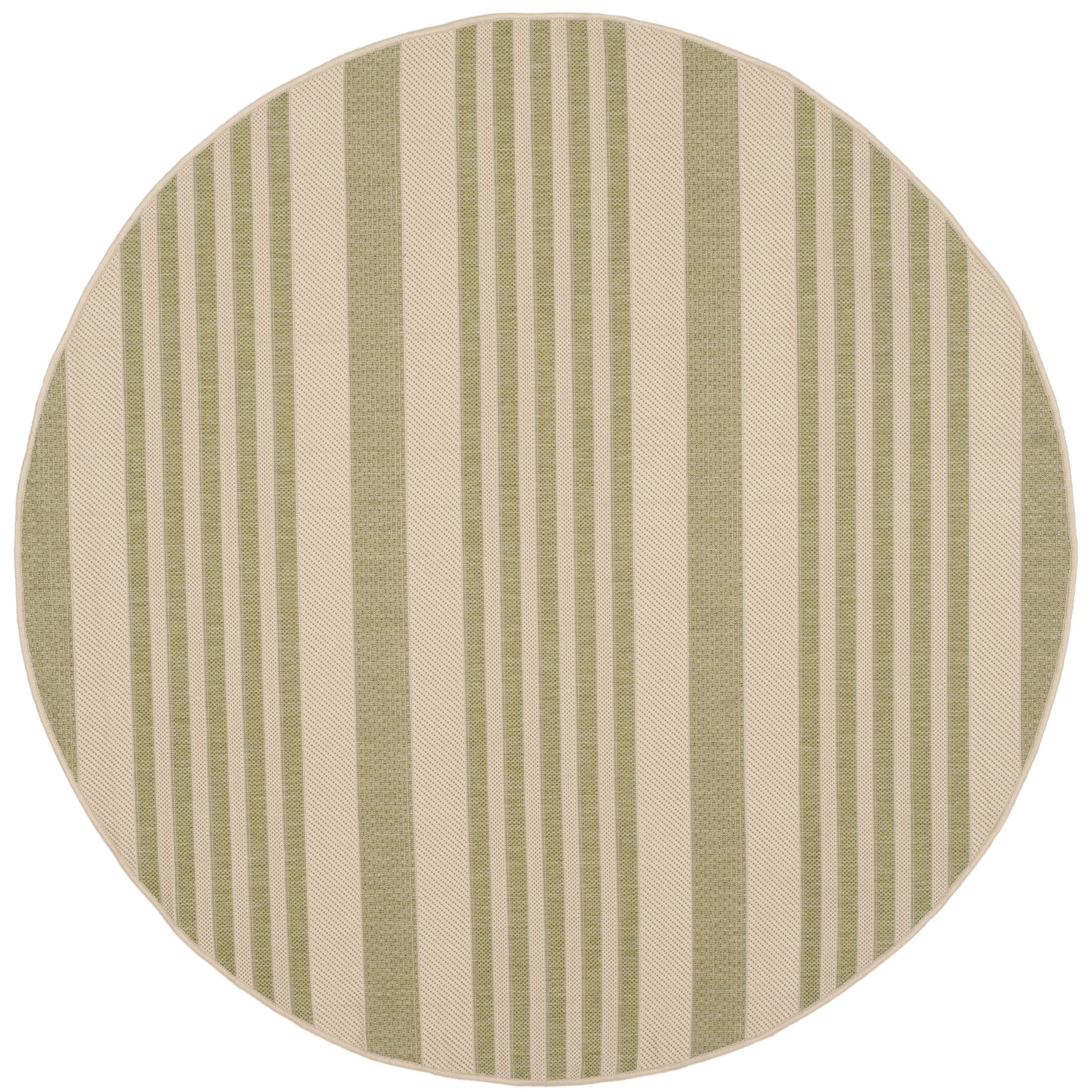 Safavieh Courtyard Collection 5'3'' Round Beige/Sweet Pea Cy6062 Stripe Indoor/ Outdoor--Waterproof Easy--Cleaning Patio Backyar