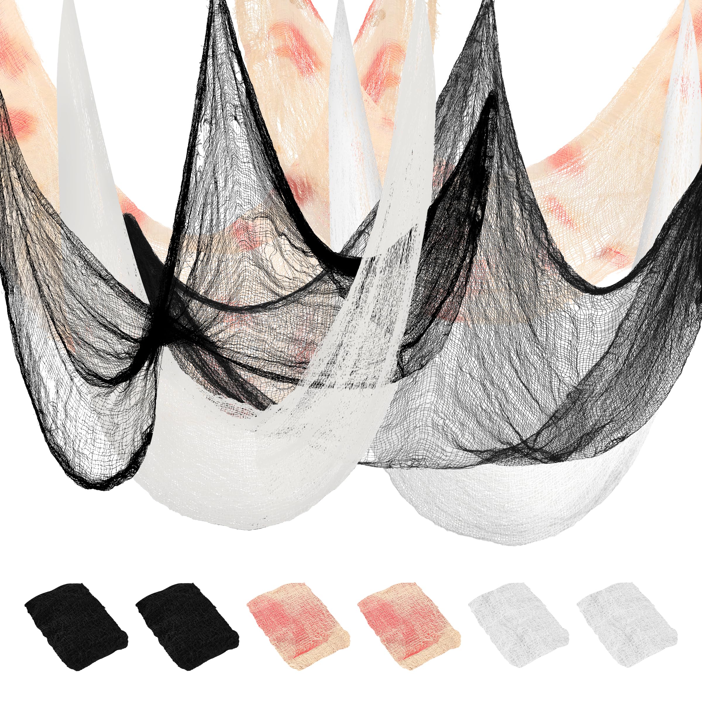 Xgunion Halloween Creepy Cloth 6Pcs 30  72inch Halloween Black Spooky Scary Creepy Gauze Cloth Halloween Decorations for Party D